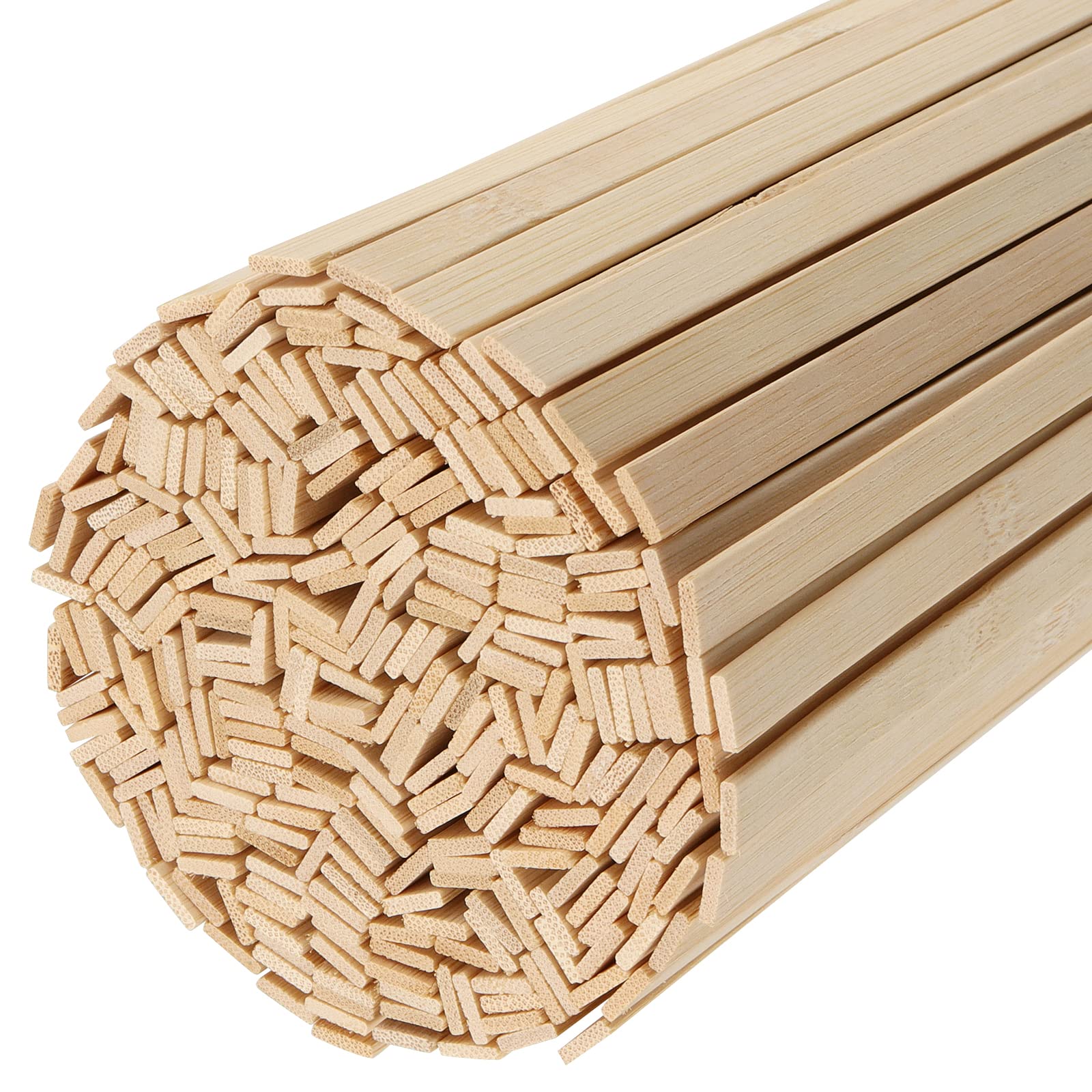 MUKLEI 600 Pack 40cm Bamboo Sticks, 0.9 cm Flat Wooden Craft Sticks, Long Bamboo Strips for Crafting, Model Making, Arts, DIY Projects