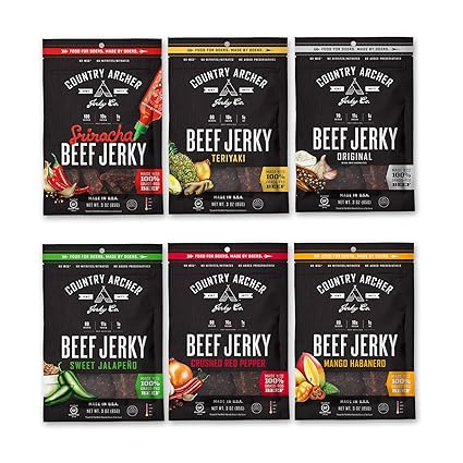 Beef Jerky Variety Pack By Country Archer 6 Flavors Gluten Free 3 Ounce Pack Of 6 Amazon Com Grocery Gourmet Food