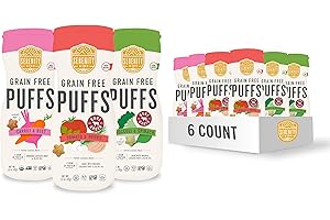Serenity Kids 6+ Months Grain Free Puffs Toddler & Baby Snack | No Added Sugar, Gluten & Rice Free, Allergen Free | Made with Organic Cassava, Veggies, and Herbs | Variety Pack | 6 Count