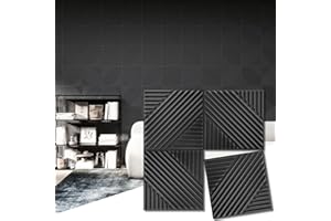 Art3d 33-Pack 3D Wall Panels for Interior Wall Decor, Textured Accent Wall Paneling for Living Room, Bedroom, TV Wall Background, 12"x12" Black