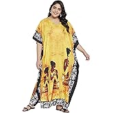 Gypsie Blu Women Plus Size Kaftan Dress Beach Cover Up Maxi Dresses for Women, V-Neck Kimono Sleeve 1X–3X