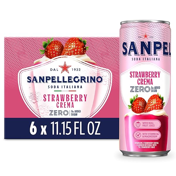 SANPELLEGRINO SODA ITALIANA STRAWBERRY CREMA, 0G ADDED SUGAR,...
