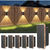 vighep Solar Fence Lights Outdoor 6 Pack, 5CCT(3000K-6000K) Up and Down Solar Wall Lights, IP65 Waterproof Dusk to Dawn Wood Fence Lights Solar Powered for Patio, Porch, Backyard, Garage, Wall Decor