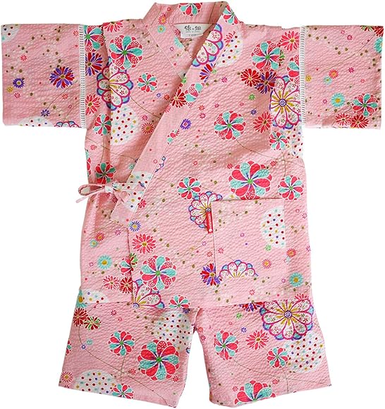 Amazon 日本製 綿の郷 女の子用リップル生地甚平 じんべい 子供 90