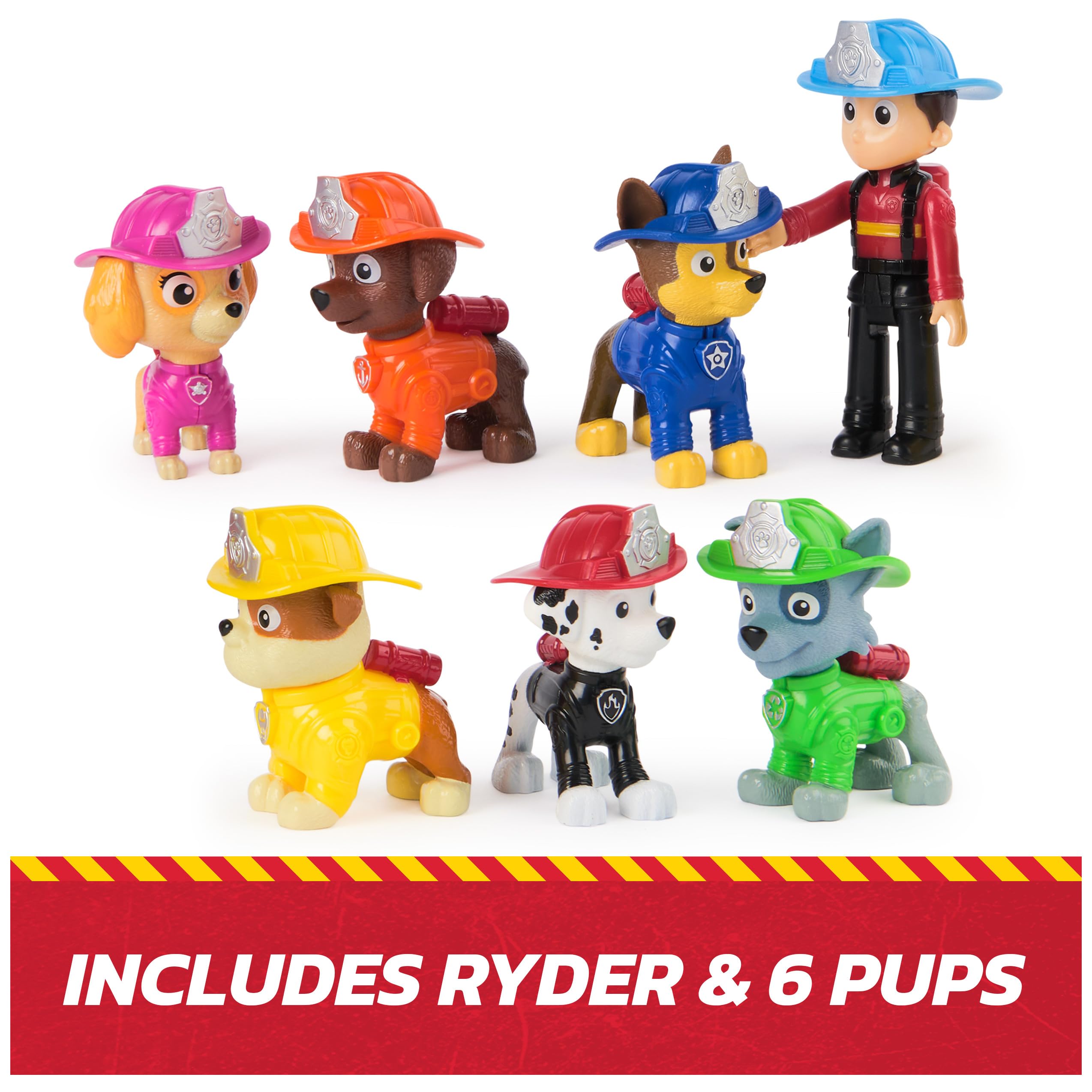Paw Patrol Fire Rescue Team Pack with 7 Collectible Action Figures, Including Ryder & 6 Pups, Kids Toys for Boys & Girls Ages 3 and Up