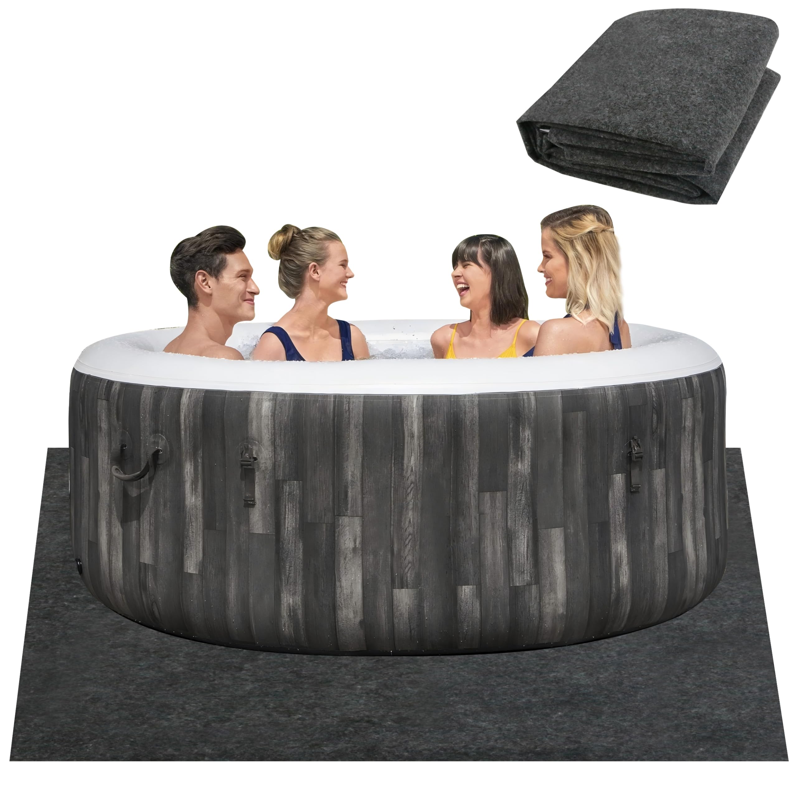 Photo 1 of Ogrmar 80x80 Inch Hot Tub Mat, Inflatable Hot Tub Pad Outdoor Indoor, Washable Above Ground Protector Pad, Slip-Proof Backing, Absorbent Spa Pool Ground Base Flooring Protector Mat (80x80inch)