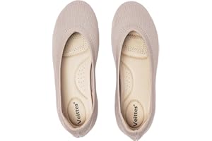 Veittes Women's Wide Width Flats Shoes, Ladies Fashion Comfortable Breathable Office Ballet Flats Shoes.