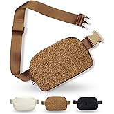 Boutique Fleece Belt Bag | Sherpa Crossbody Fanny Pack for Women Fashionable | Cute Mini Everywhere Bum Hip Waist Pack | Small Fashion Travel Chest Bag | Gold Accessories | Adjustable Small Strap | Caramel