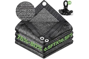 FOTMISHU 75%-80% Shade Cloth 6.5ftx16.5ft Heavy Duty, Garden Shade Sunblock Mesh Tarp for Plant Cover, Greenhouse, Barn or Kennel, Flowers, Plants, Used for 3 Years or Even Long