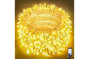 VIVIDEAL 300 LED Christmas Lights Outdoor Indoor 100ft Connectable Warm White Christmas Lights 8 Modes Clear Wire Waterproof, Plug in Twinkle Fairy String Light for Bedroom Wedding Party Xmars Tree Decorations