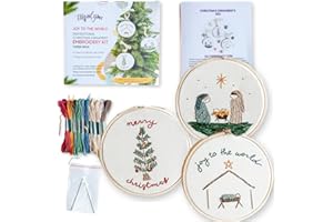 ELLY AND GRACE Elly & Grace Christian Embroidery Kit with Embroidery Hoop, Easy Embroidery Kit for Beginners and Adults, Full Embroidery Hoop Kit with Needles and Thread Included (Joy to The World)