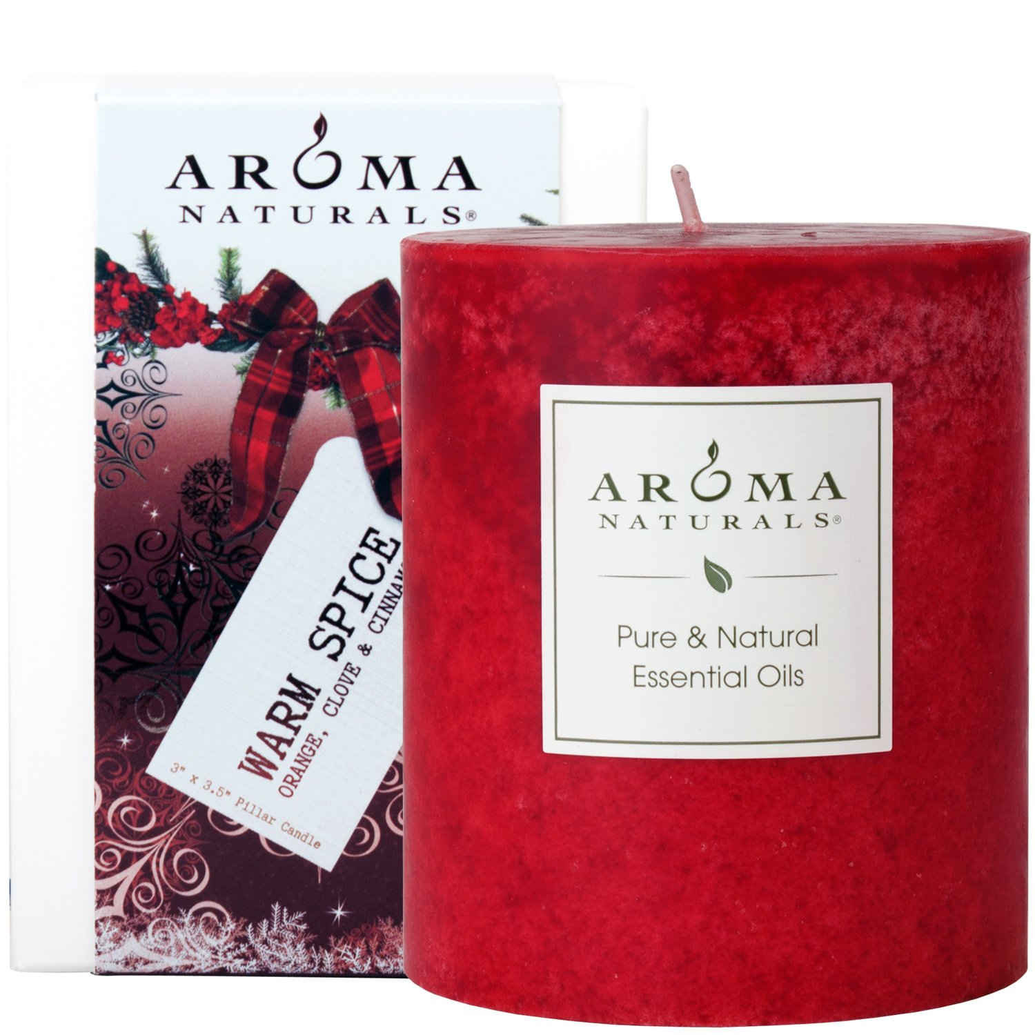 Aroma Naturals Essential Oil Lavender & Tangerine Scented Pillar Candle, Relaxing, 2.5 inch x 4 inch: Beauty