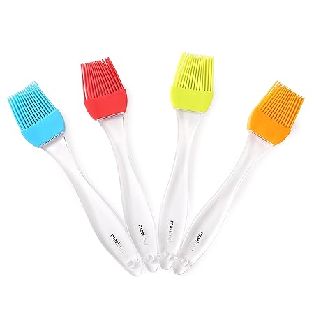 Mari Chef 4er-Set mehrfarbige elastische Silikon-Pinsel für das Bestreichen von Grillware, Kuchen, Backwaren, beim Camping; h