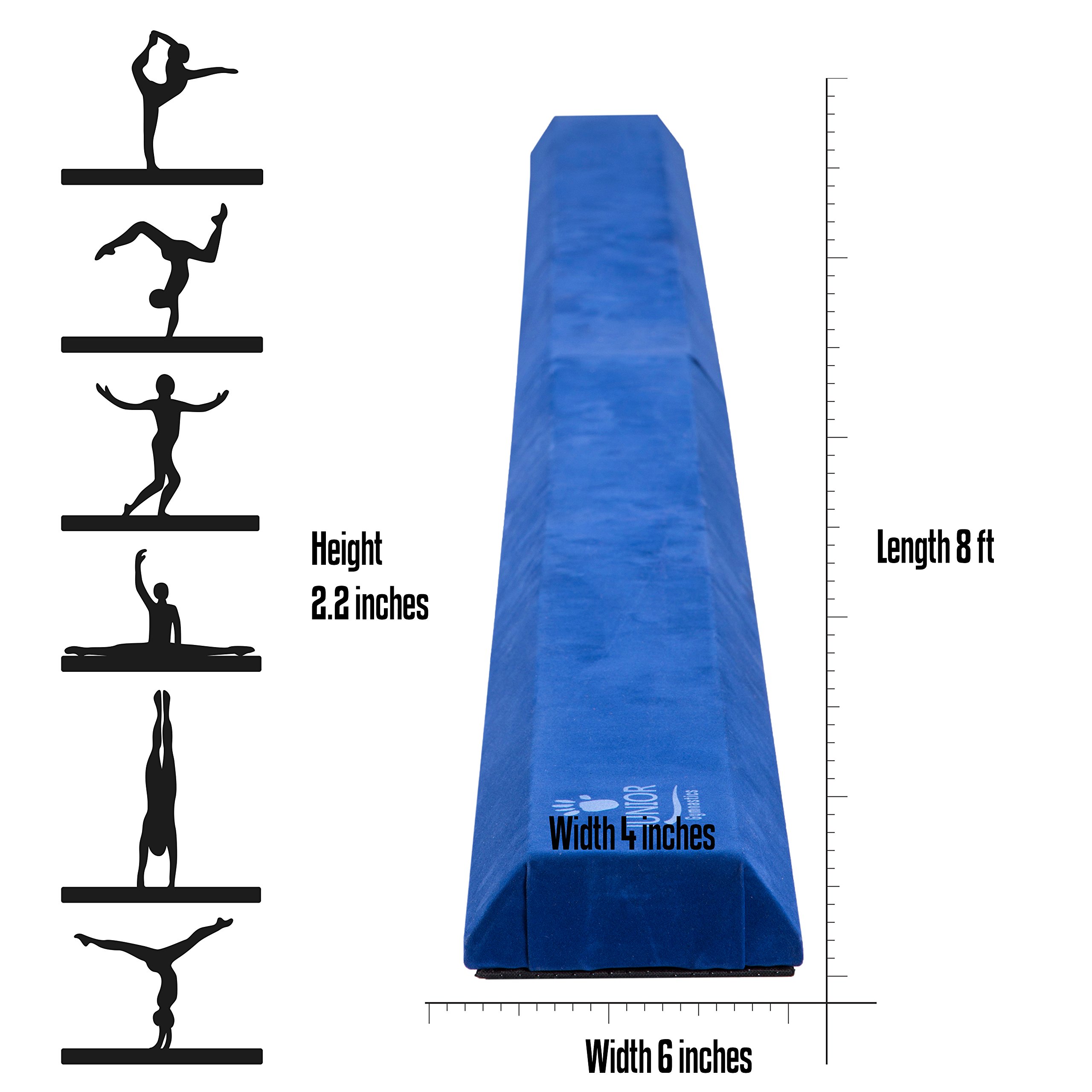 Junior Gymnastics Balance Beam 8 Ft Folding Wood Core Low Floor Beam