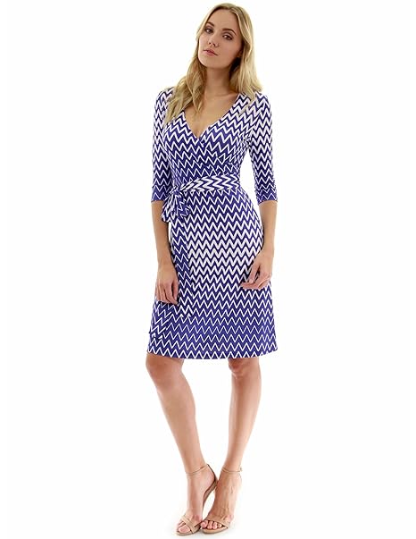 PattyBoutik Damen geometrisches Faux wrap Sonnenkleid mit V-Ausschnitt
