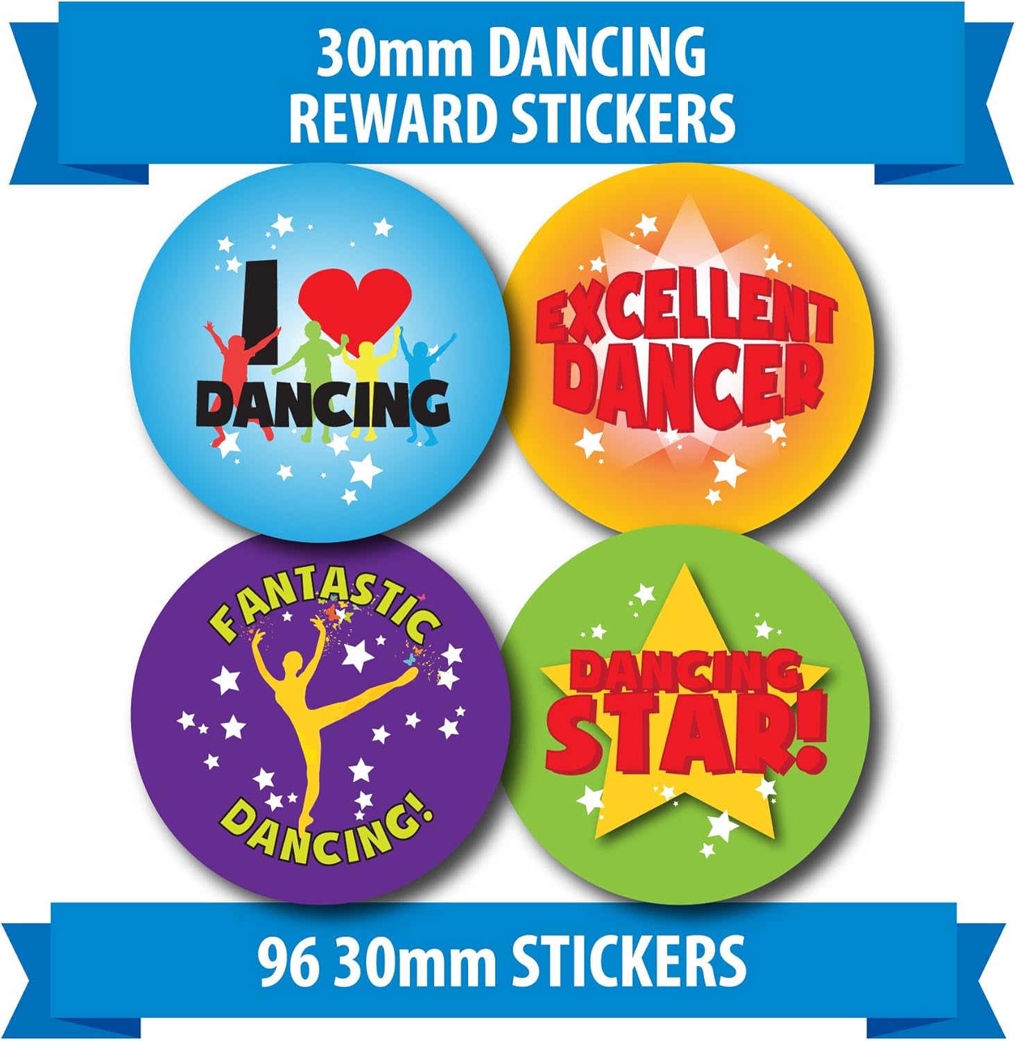 96 30mm "DANCING" dancer reward stickers excellent star Amazon.co.uk