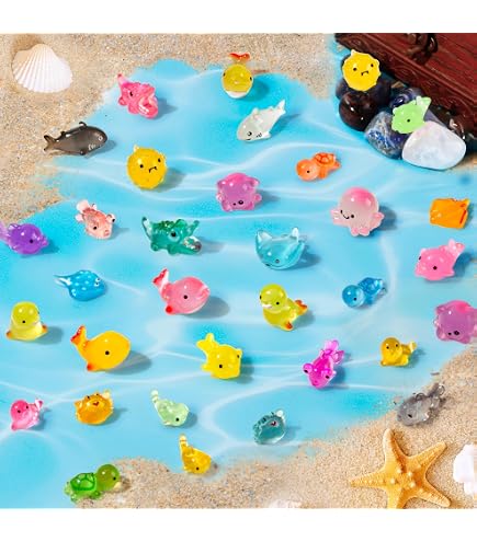 300 Pack Luminous Mini Resin Turtles - Glow In The Dark Sea Turtle Figurines For Crafts