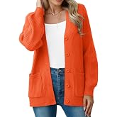 VIISHOW Women Chunky Knit Cardigan Sweater Long Sleeve V Neck Button up Cardigan with Pocket Sweater Coat for Fall and Winter