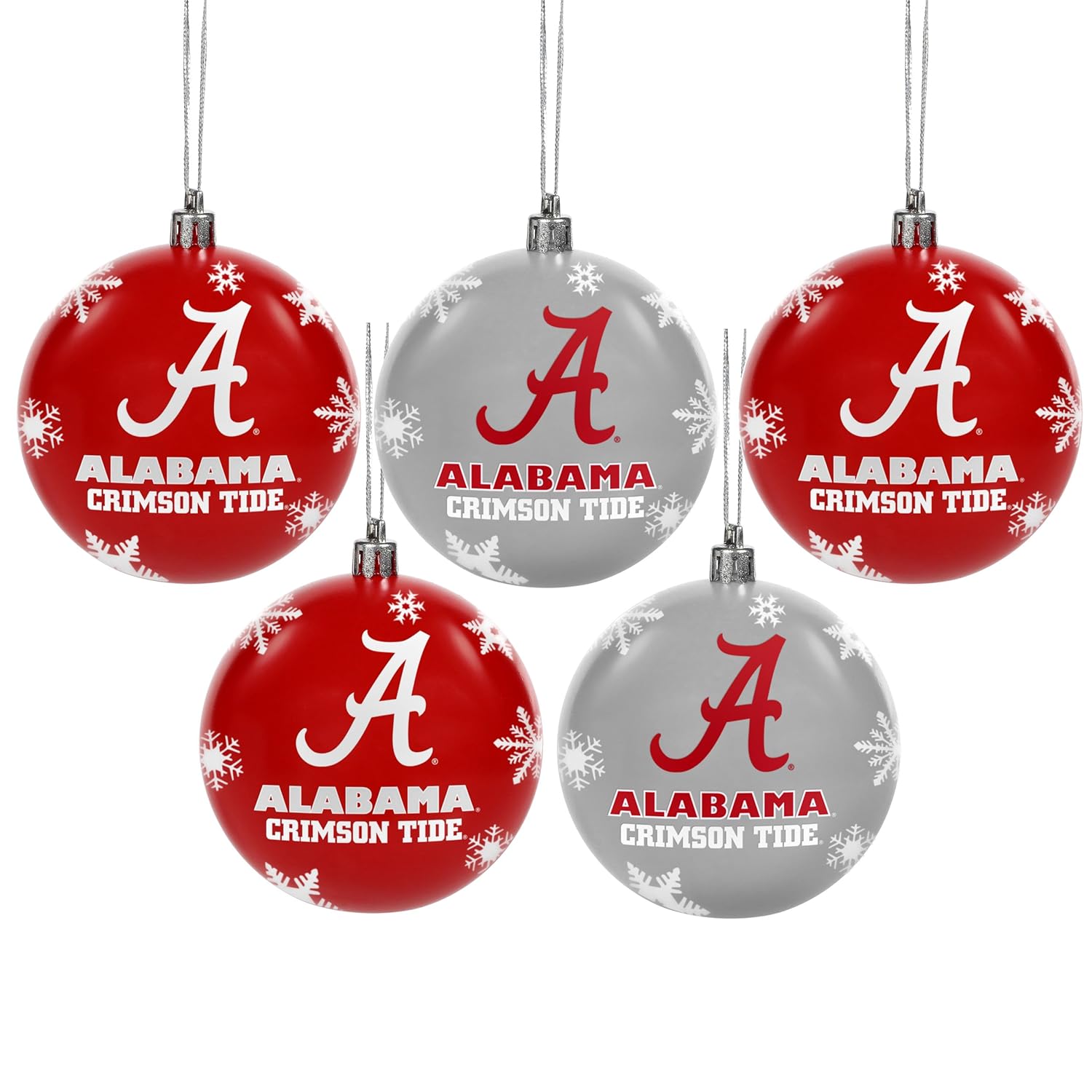 FOCO NCAA Unisex 2016 5 Pack Shatterproof Ball Ornament Set