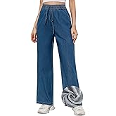 Love Welove Fashion Jeans for Women Wide Leg High Waisted Elastic Waist Pull On Plus Size 3XL Comfort Denim for Travel Work Casual Everyday