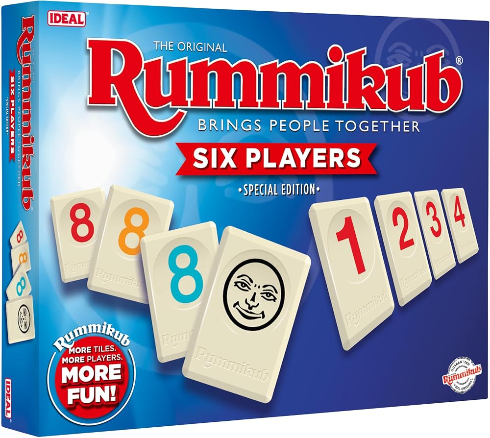 Ideal Rummikub 6 Player Board Game - Family Strategy Numbers Ages 8+