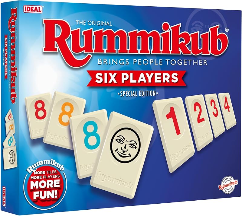 Ideal Rummikub 6 Player Board Game - Family Strategy Numbers Ages 8+