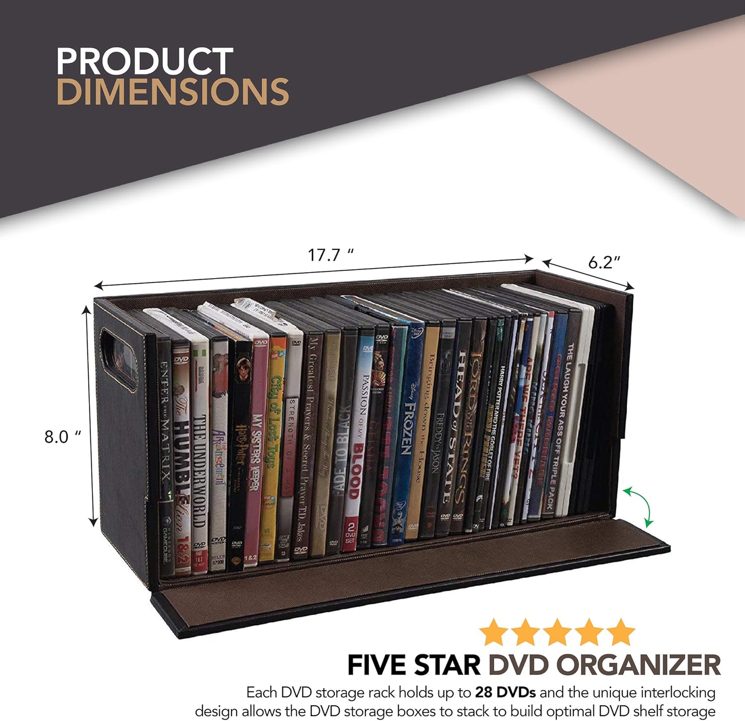 Stock Your Home DVD Storage Box with Powerful Magnetic Opening - DVD Tray Holds 28 DVD BluRay PS4 Video Games for Media Shelf Storage & Organization: Electronics