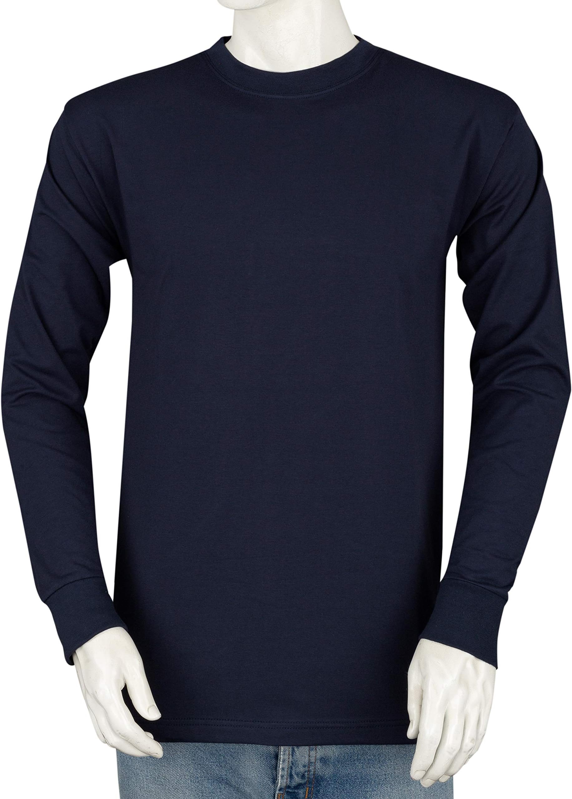 Styllion Big and Tall Crew Neck Shirts for Men - Long Sleeve - Heavy Weight - CLS