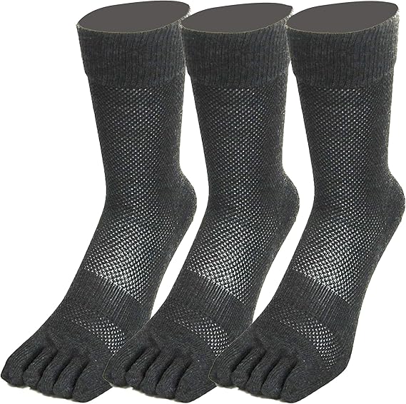Amazon Co Jp 涼しい 銀マジック 紳士靴下 抗菌防臭 銀イオン ５本指 メッシュソックス カカト付き ３足組 チャコール 811c 服 ファッション小物
