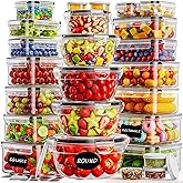 50 PCS Food Storage Containers with Lids BPA-Free (25 Containers &amp; 25 Lids) | Reusable Plastic Food Containers for Kitchen Storage and Organization Leakproof Meal Prep Container with Labels &amp; Pen