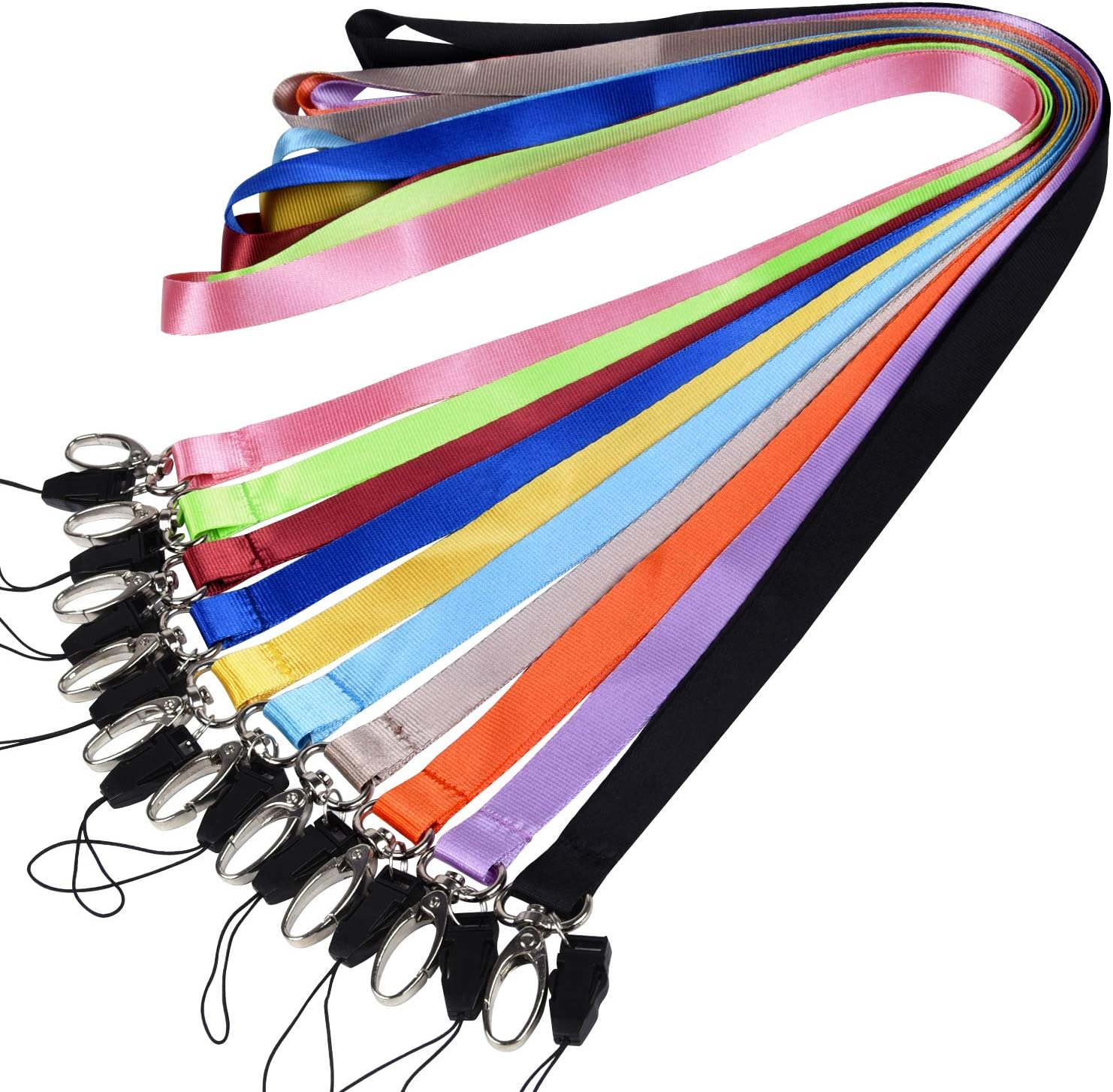 wisdompro Office Lanyard, 10 Pack 23 Inch Polyester Neck Strap with Oval Clasp for Badge Holder ID Card, Keys, Keychain, USB