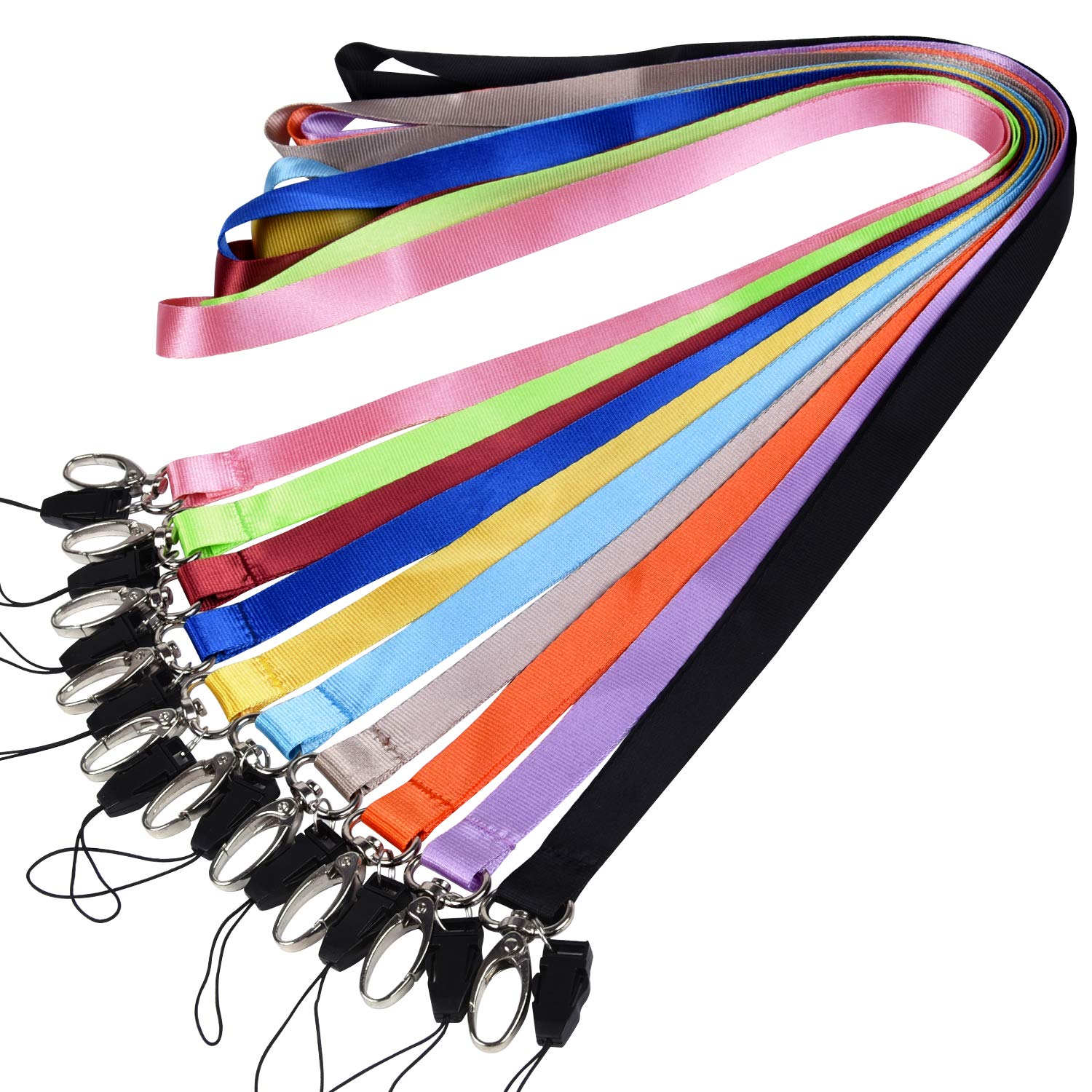 wisdompro Office Lanyard, 10 Pack 23 Inch Polyester Neck Strap with Oval Clasp for Badge Holder, ID Card, Keys, Keychain, USB, Cell Phones, and Cameras, 10 Assorted Colours