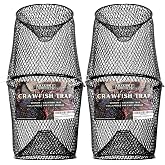 2 Pack - Crawfish Trap Crawdads Crayfish Trap Torpedo Heavy Duty Bait Trap Steel Mesh Wire Black with Clip Two-Piece Durable (2 Pack)
