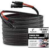 Feotech Twin Wire 30FT Solar Extension Cable - 10AWG (6mm&sup2;) Solar Panel Connector, with 6 Pairs-IP67-Male/Female Solar connectors for Outdoor Automotive RV Boat Marine Solar Panel- Black &amp; Red