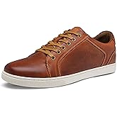 Jousen Men's Sneakers Leather Casual Shoes for Men Business Lace Up Dress Sneaker Mens Shoe