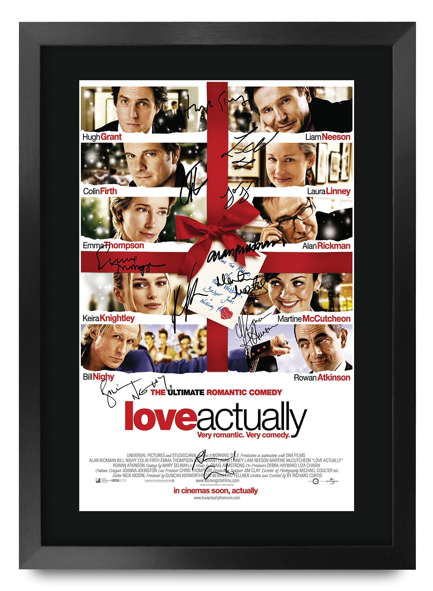 HWC Trading FR A3 Love Actually Movie Poster Hugh Grant, Colin Firth, Emma Thompson Gifts Printed Poster Signed Autograph Picture for Movie Memorabilia Fans - A3 Framed
