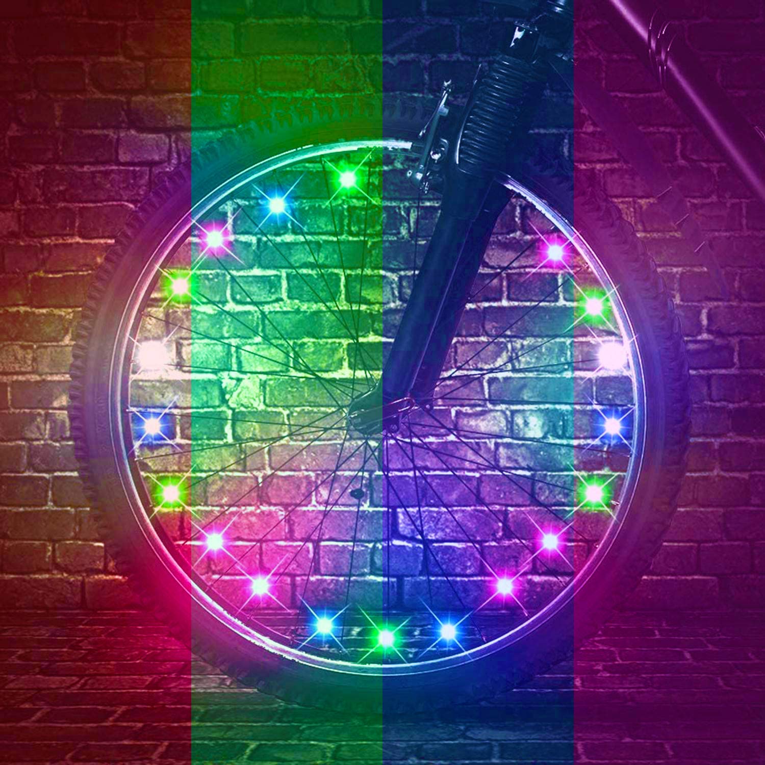 Molarun Bike Wheel Lights, Bicycle Wheel Lights Waterproof Ultra Bright Bike Spoke Lights 14 LED 30 Changes Patterns - Safety Cool Bike Tire Accessories