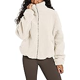 ODODOS Women's Sherpa Fleece Full-Zip Jacket Long Sleeve Coat Soft Warm Cinchable Outerwear with Pockets