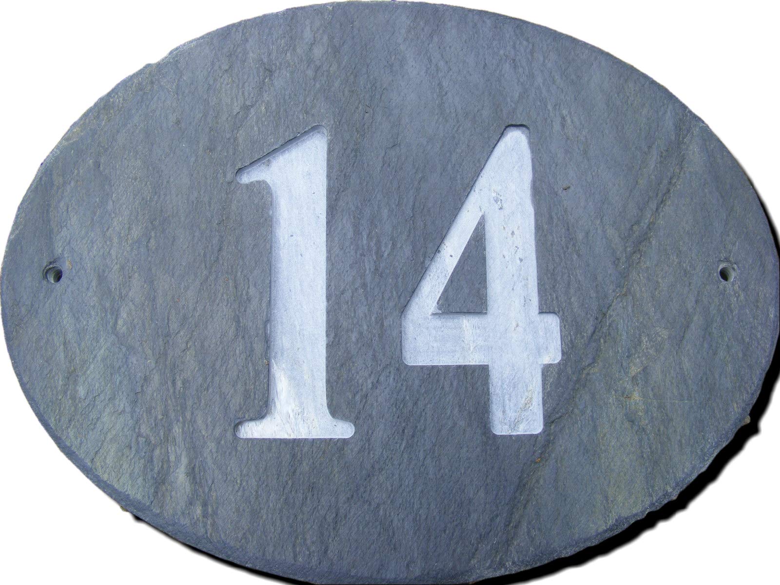 OVAL NATURAL GREY SLATE HOUSE DOOR NUMBER 7" x 6" DEEPLY ENGRAVED NATURAL SURFACE SIGN PLAQUE HOUSE WARMING GIFT (175 x 150mm) ROUND UK (14)