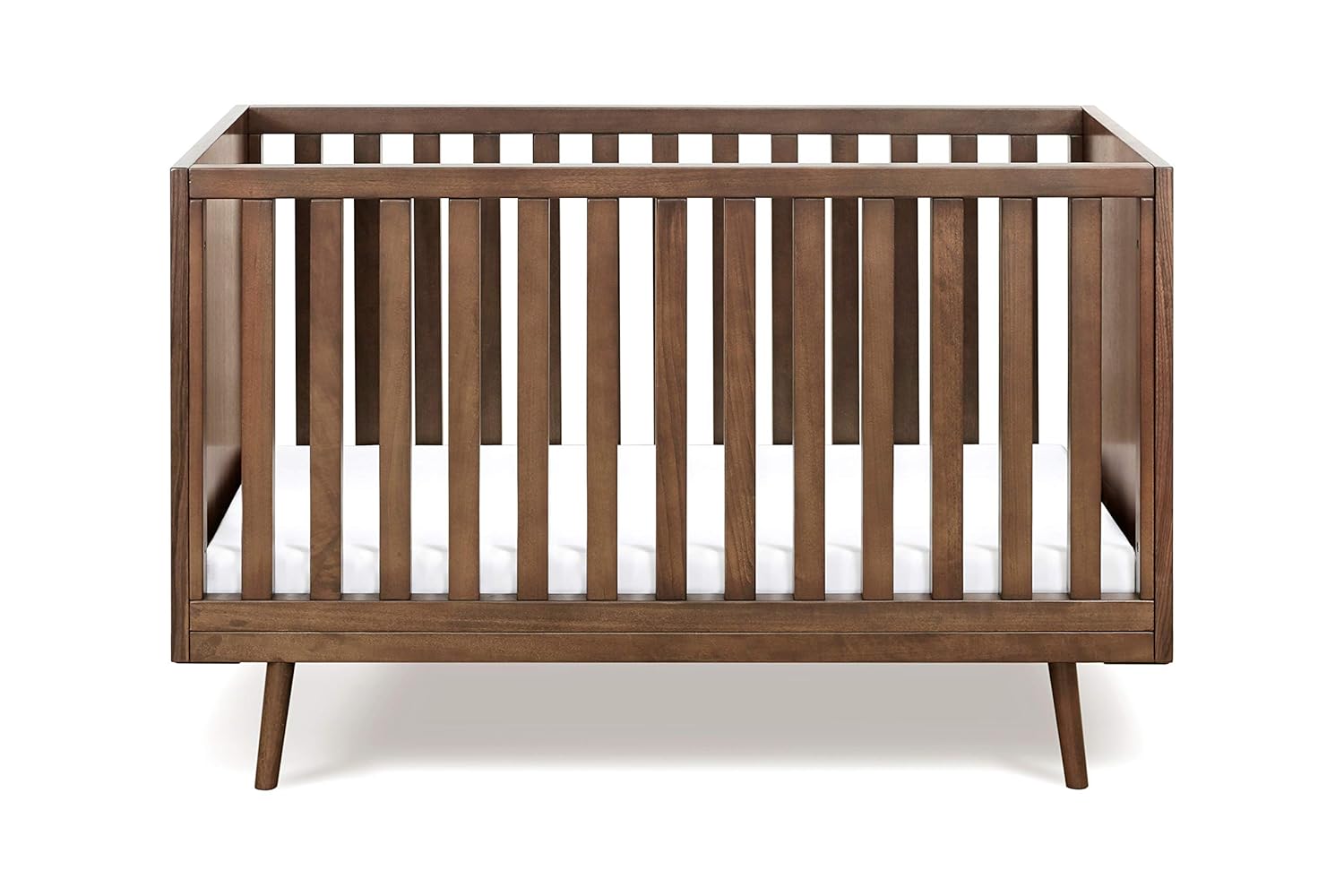white and timber cot