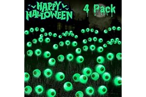 LCHUANG 4 Pack Halloween Decorations Outdoor Lights - 32LED Solar Scary Eyeball Pathway Light Swaying by Wind, Waterproof Solar Halloween Stake Lights for Garden Porch Lawn Pathway (Green)