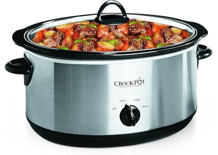 Crock-Pot 7 Quart Oval Manual Slow Cooker, Stainless Steel (SCV700-S-BR), V...