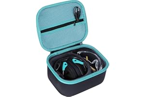 Peyyargo Storage Case Compatible with Walker's Razor Slim Shooting Hearing Protection Electronic Earmuffs(Black + Light blue Zipper)