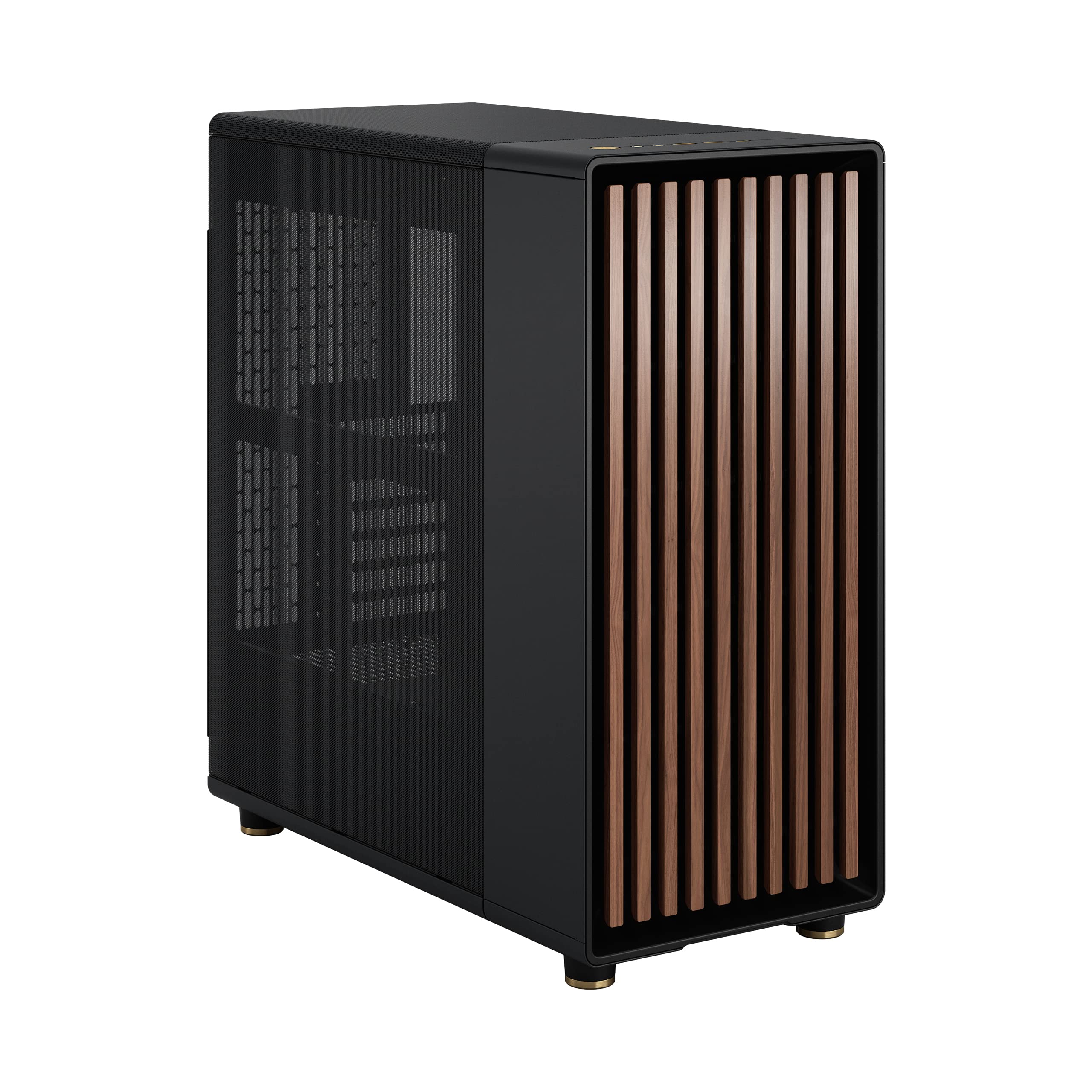 Fractal Design North - Genuine Walnut Wood Front - Mesh Side Panels - Two 140mm Aspect PWM Fans Included - Type C USB - ATX Airflow Mid Tower PC Gaming Case,Charcoal Black