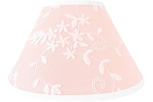 Sweet Jojo Designs Pink Floral Vintage Lace Lamp Shade - Solid Light Blush Luxurious Elegant Princess Boho Shabby Chic Luxury Glam Flower High End Boutique