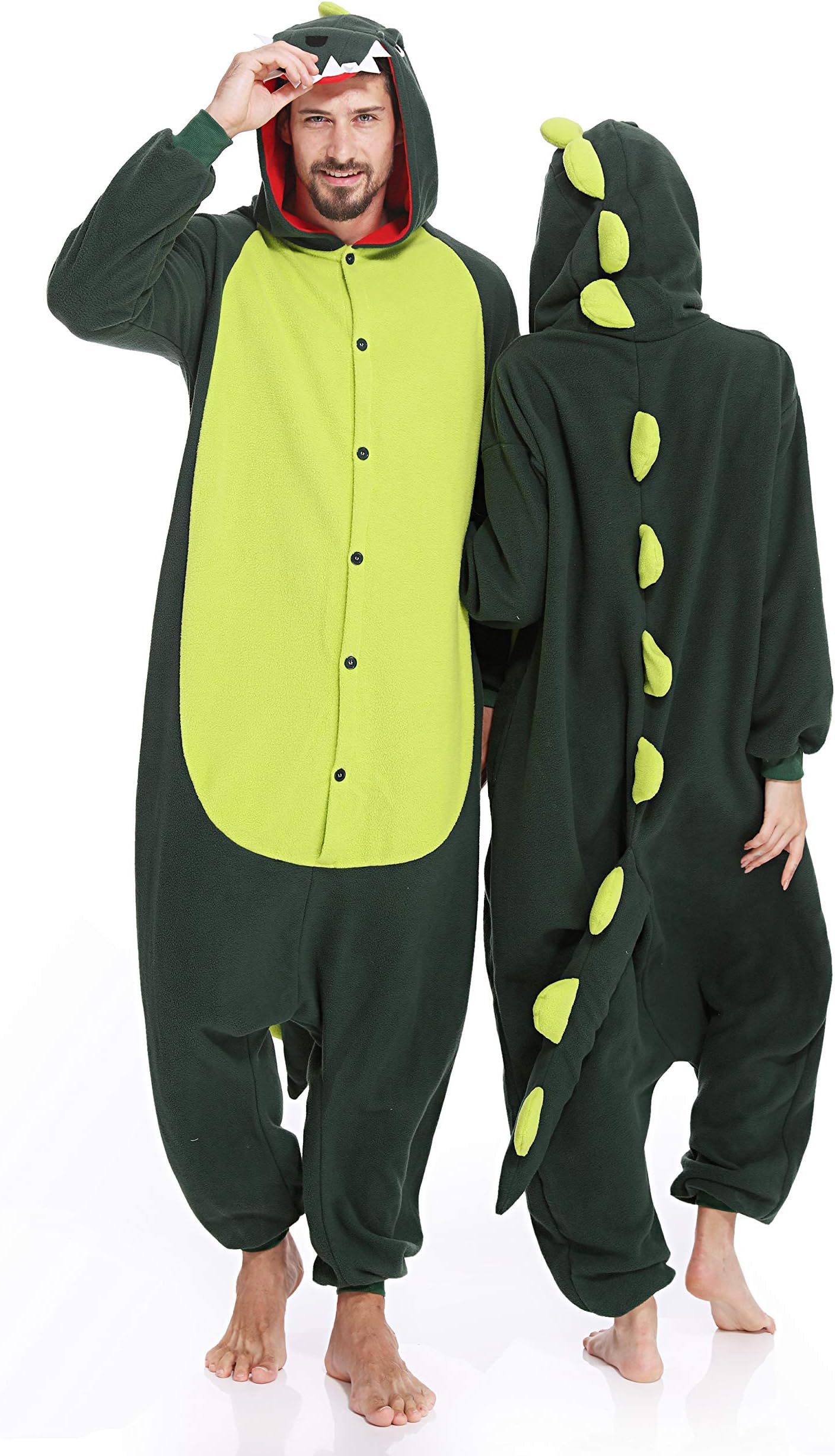 Green Dragon Adult Animal Cosplay Costume Onesie Pajamas Sleepwear Unisex for Women Men