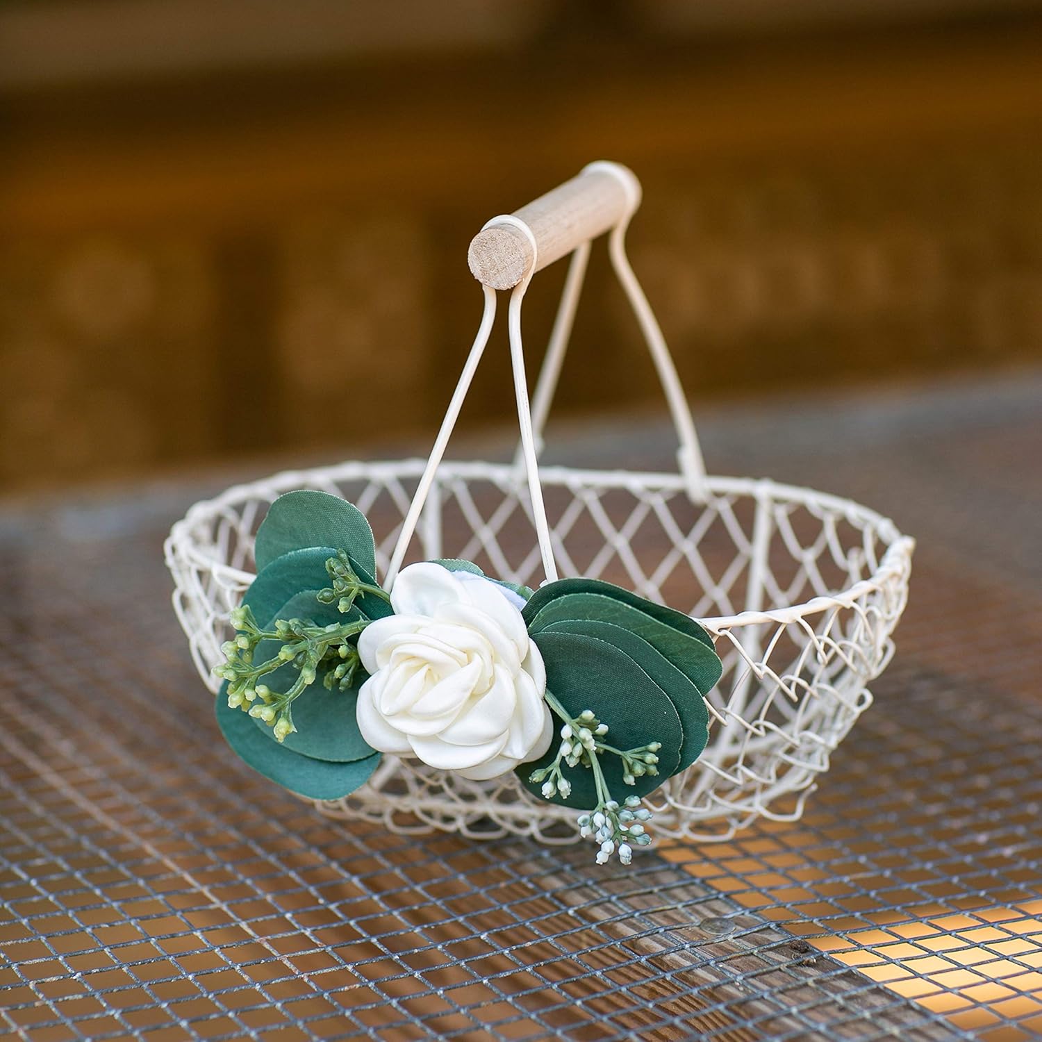 ivory flower girl baskets