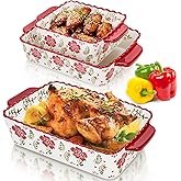 Coloch Set of 3 Ceramic Baking Dishes, Casserole Dishes for Oven, Rectangular Bakeware Set, Hand-painted Porcelain Lasagna Pa