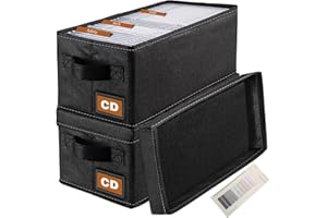 Salajory CD Storage Boxes - CD Storage Case - 14.2" x 6.3" x 5.5", Holds 34 Blue-ray, Desktop or Closet Case Holder, Can Also