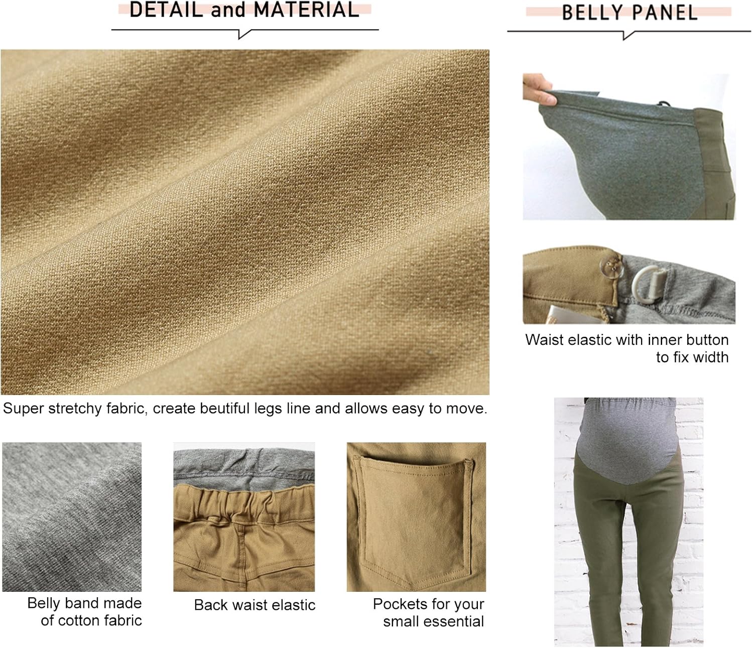 Sweet Mommy Maternity Over Bump Stretch Colored Ankle Length Skinny Pants Work Office Casual at  Women’s Clothing store